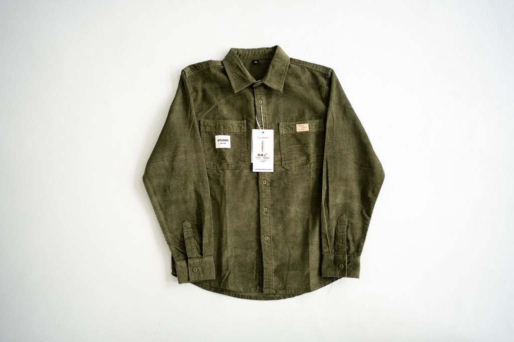 Studio Fine-Wale Corduroy Utility Shirt - Olive Drab
