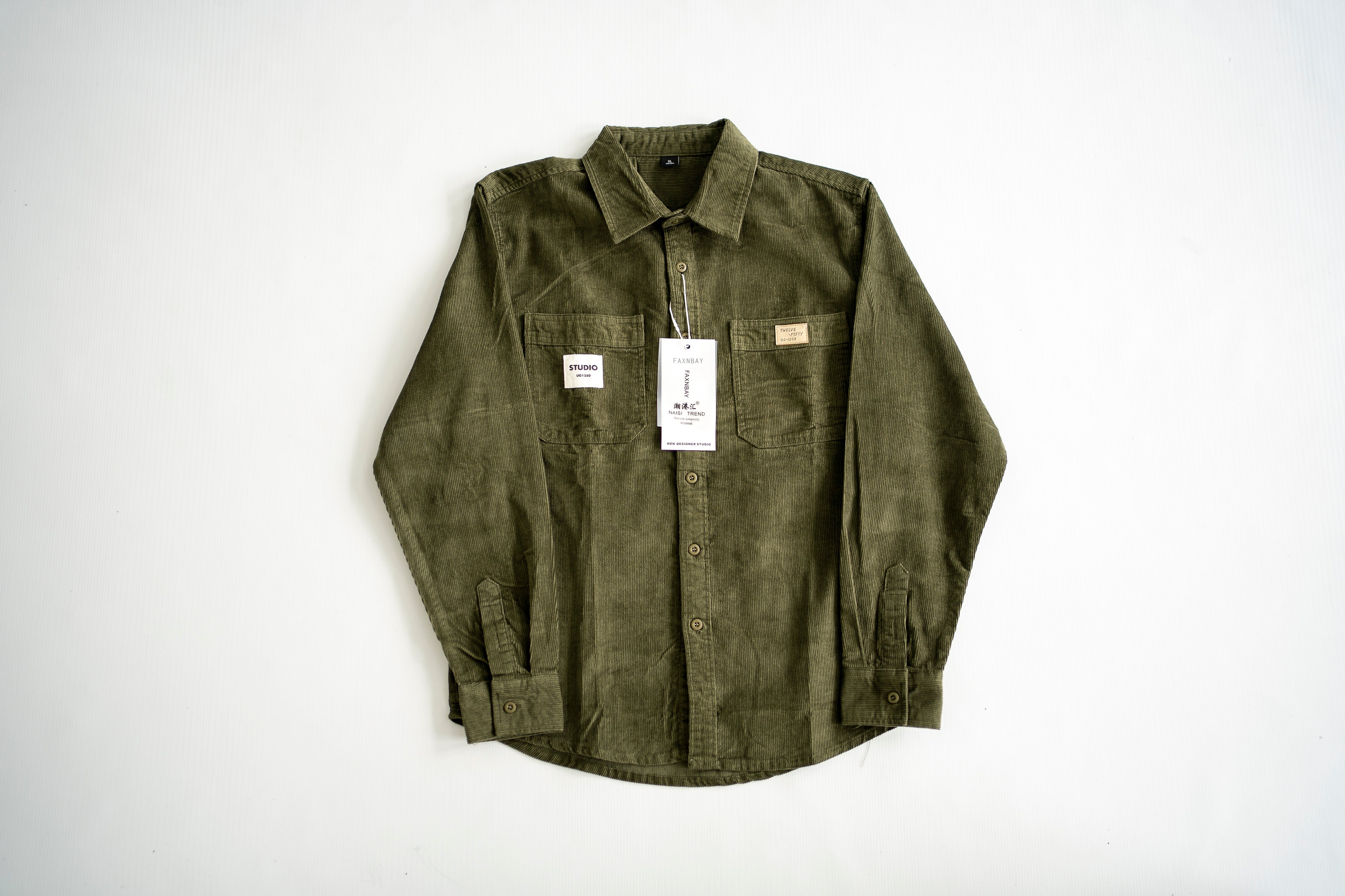 Studio Fine-Wale Corduroy Utility Shirt - Olive Drab