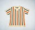 Vintage Racing Stripe Knit Polo - Cream/Orange/Olive
