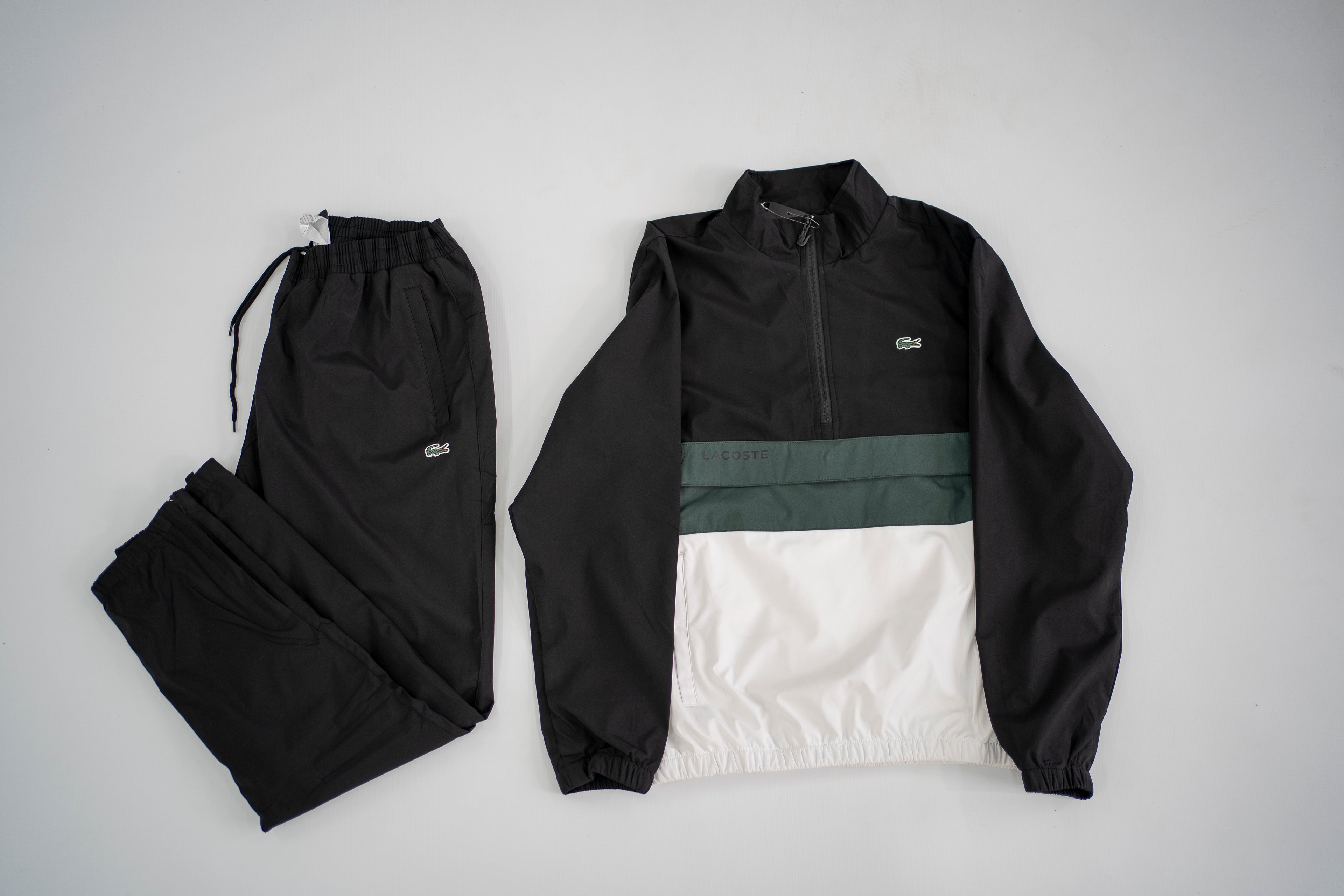 Lacoste Sport Colorblock Quarter-Zip Tracksuit - Black/Green/White