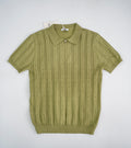 Textured Open-Knit Quarter-Zip Polo - Sage Green