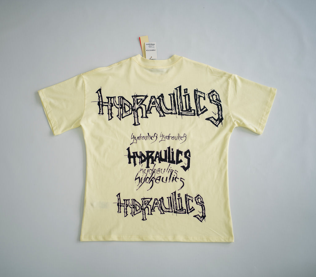Hydraulics "Distorted Script" Heavyweight Tee - Pale Yellow