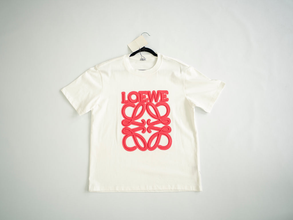 Loewe Anagram Appliqué Cotton T-Shirt - Off-White/Pink