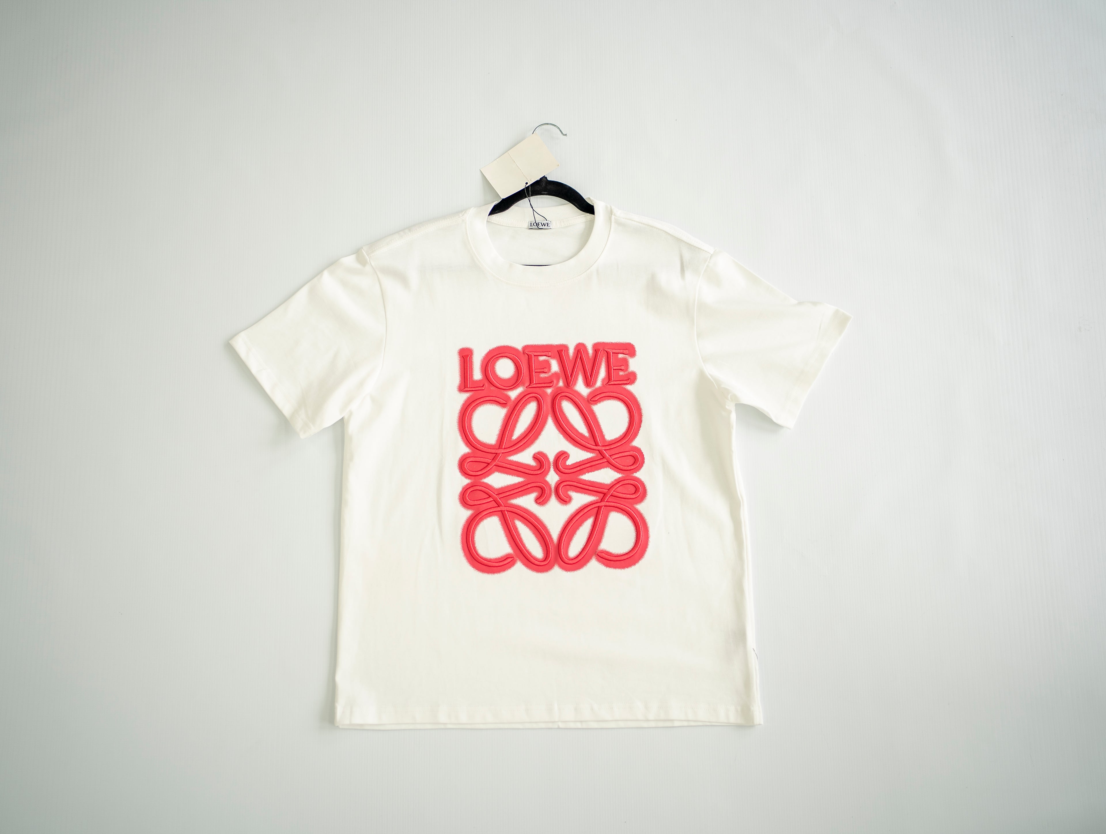 Loewe Anagram Appliqué Cotton T-Shirt - Off-White/Pink