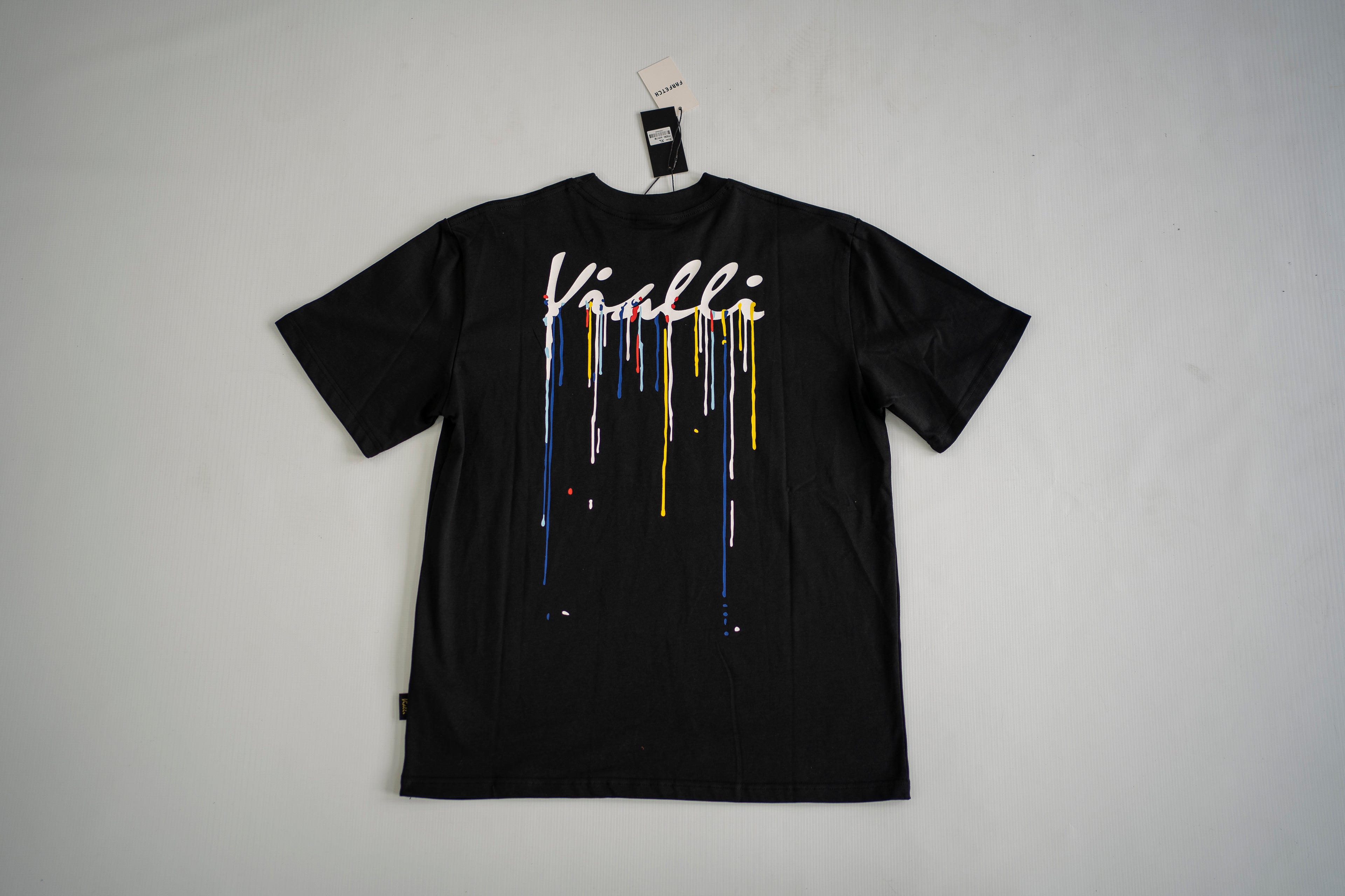 Vialli Small Chest Drip Graphic Tee – Black