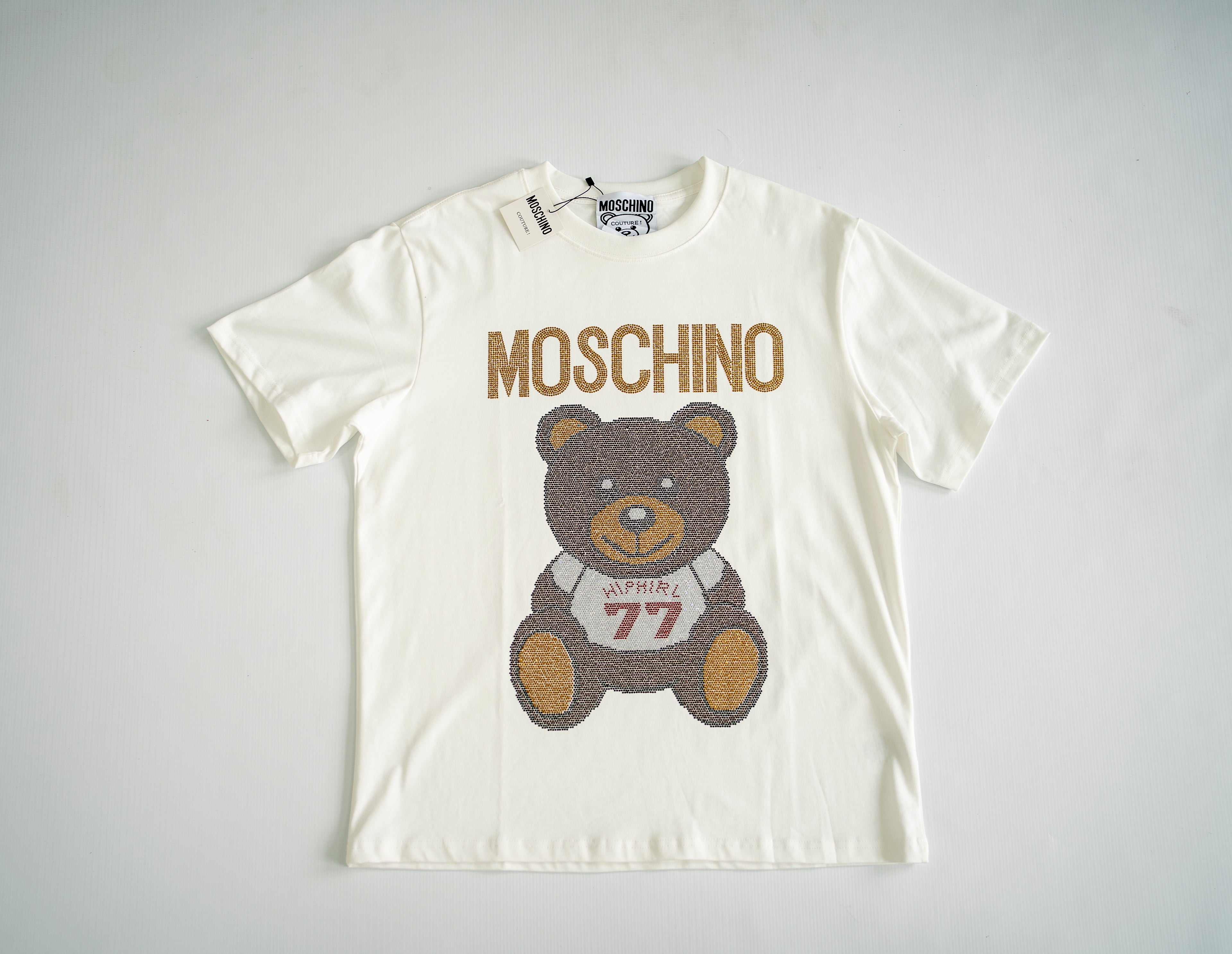 Steve Madden Rhinestone Monogram Graphic Tee - Cream