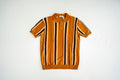 Retro Cable-Stitch Striped Knit Polo
