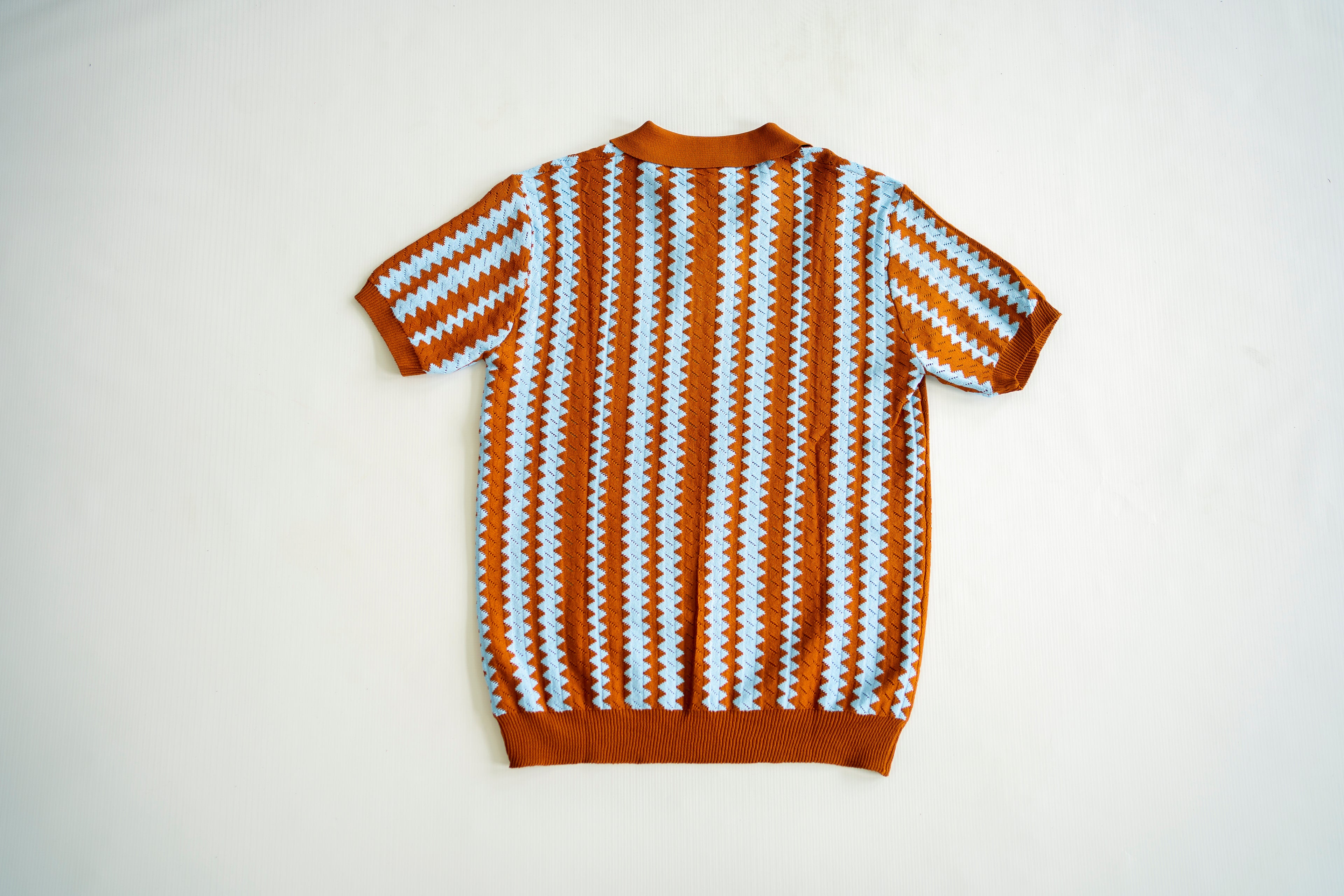 Retro Zig-Zag Knit Polo