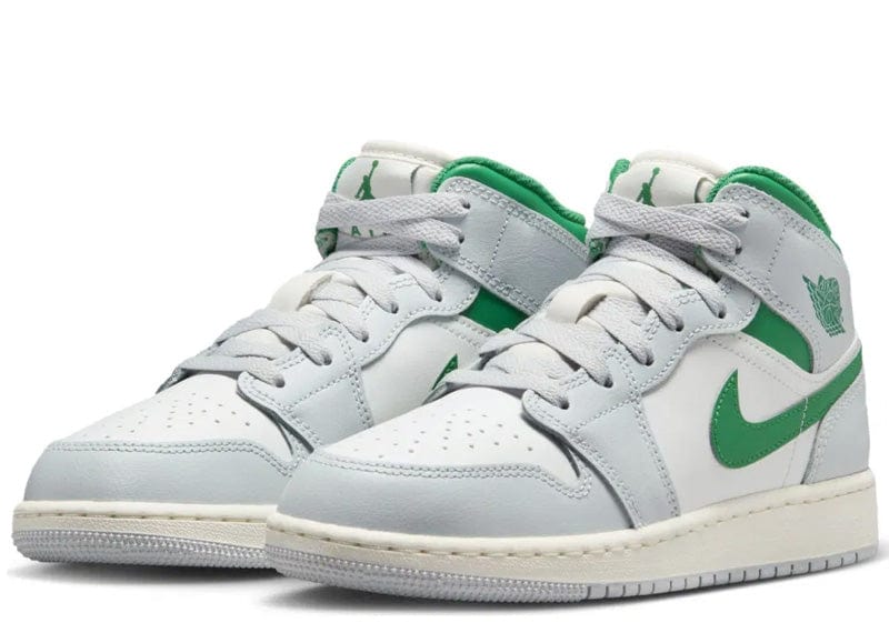 Jordan 1 Mid White Pure Platinum Pine Green